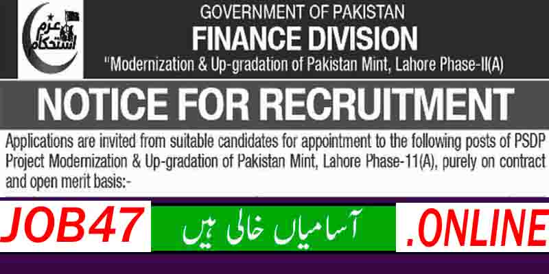 Finance Division Lahore Jobs